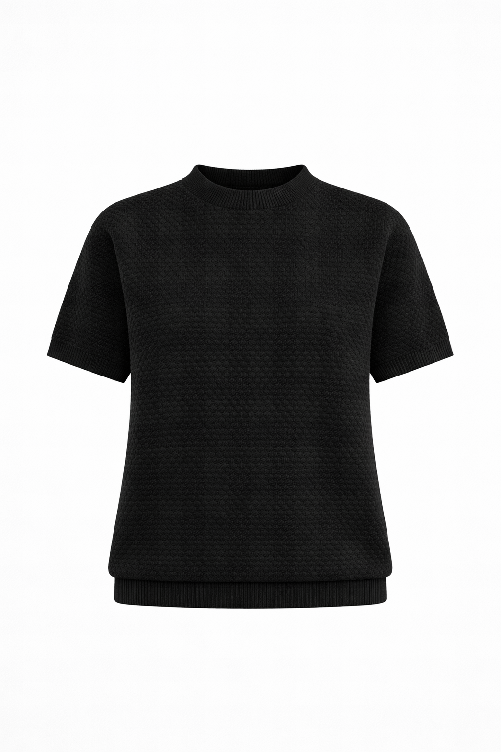 Crochet Knit Black T-shirt