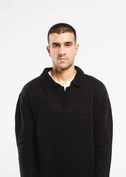 Black Knitted Polo