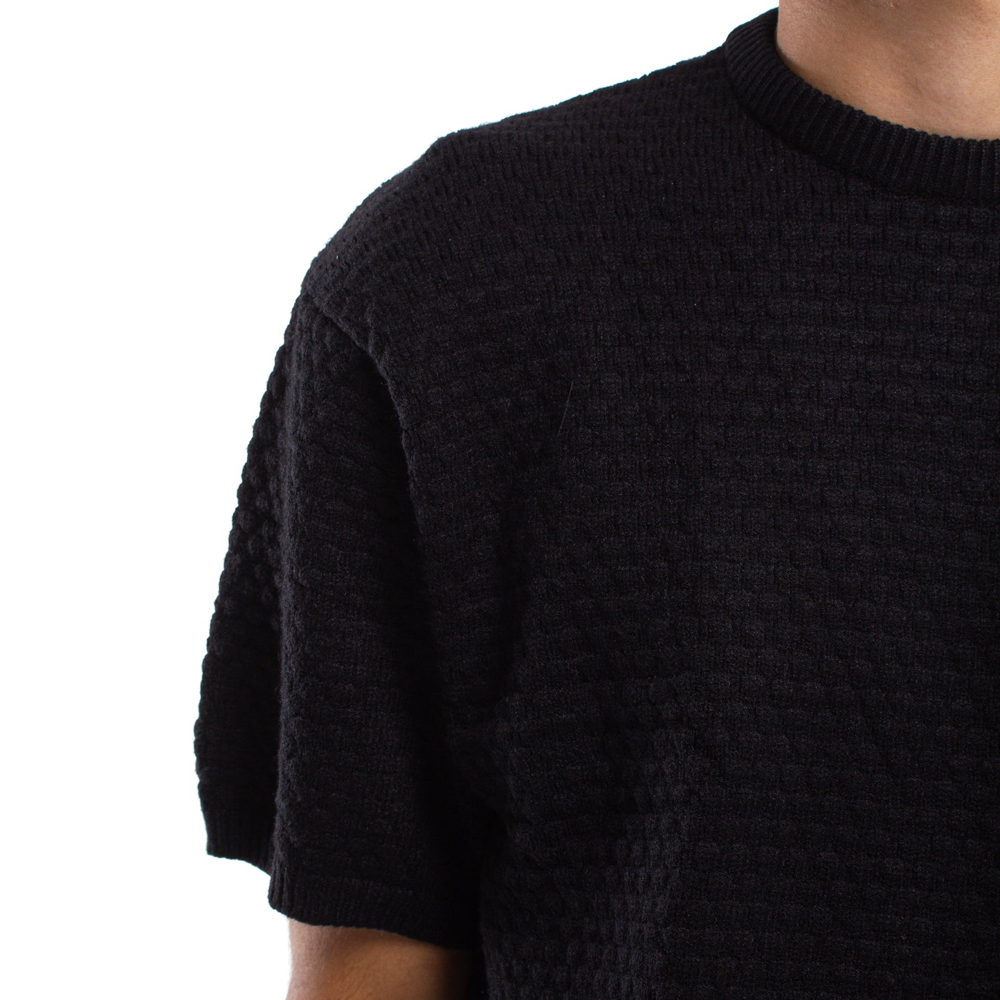 Crochet Knit Black T-shirt