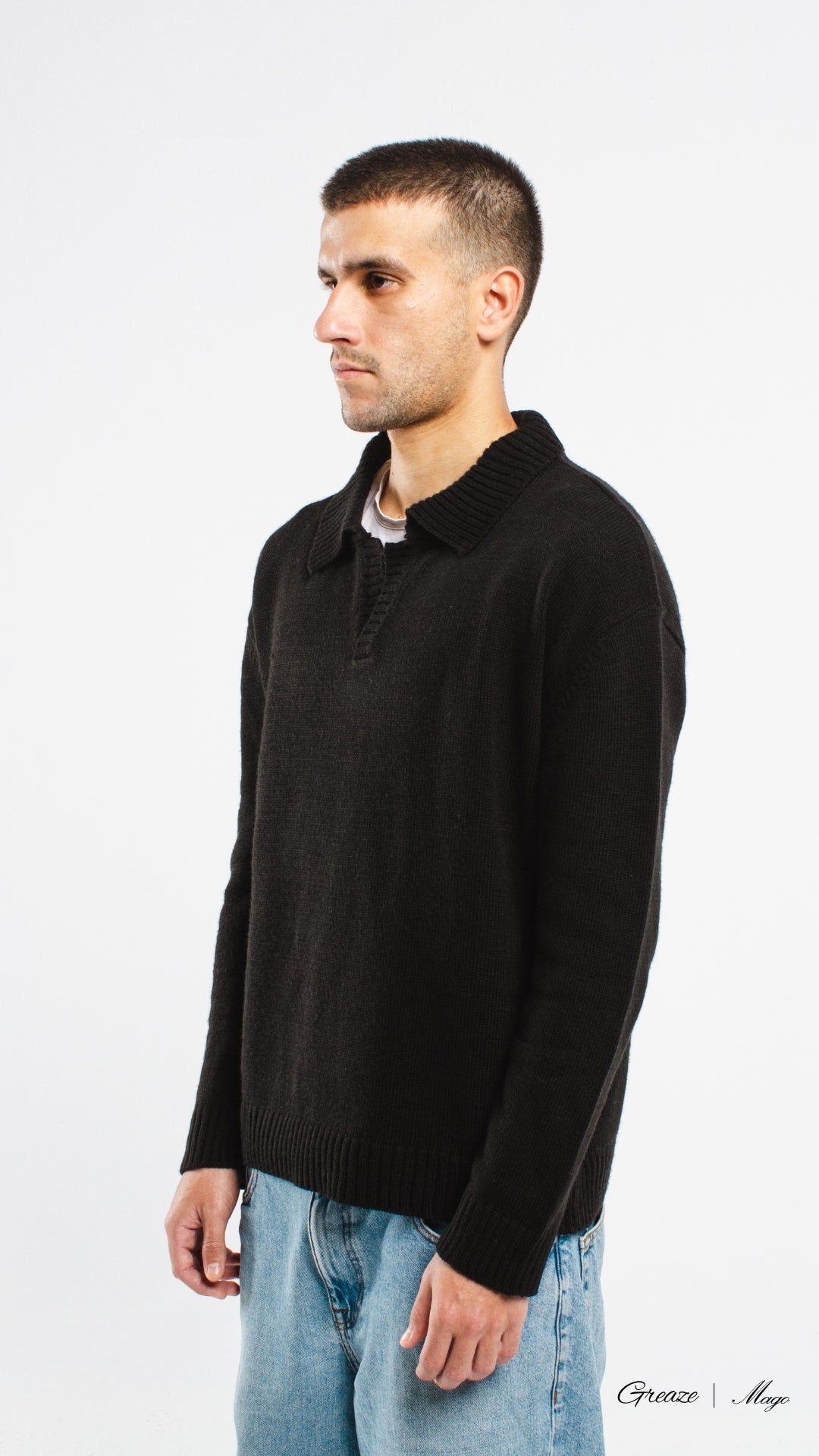Black Knitted Polo
