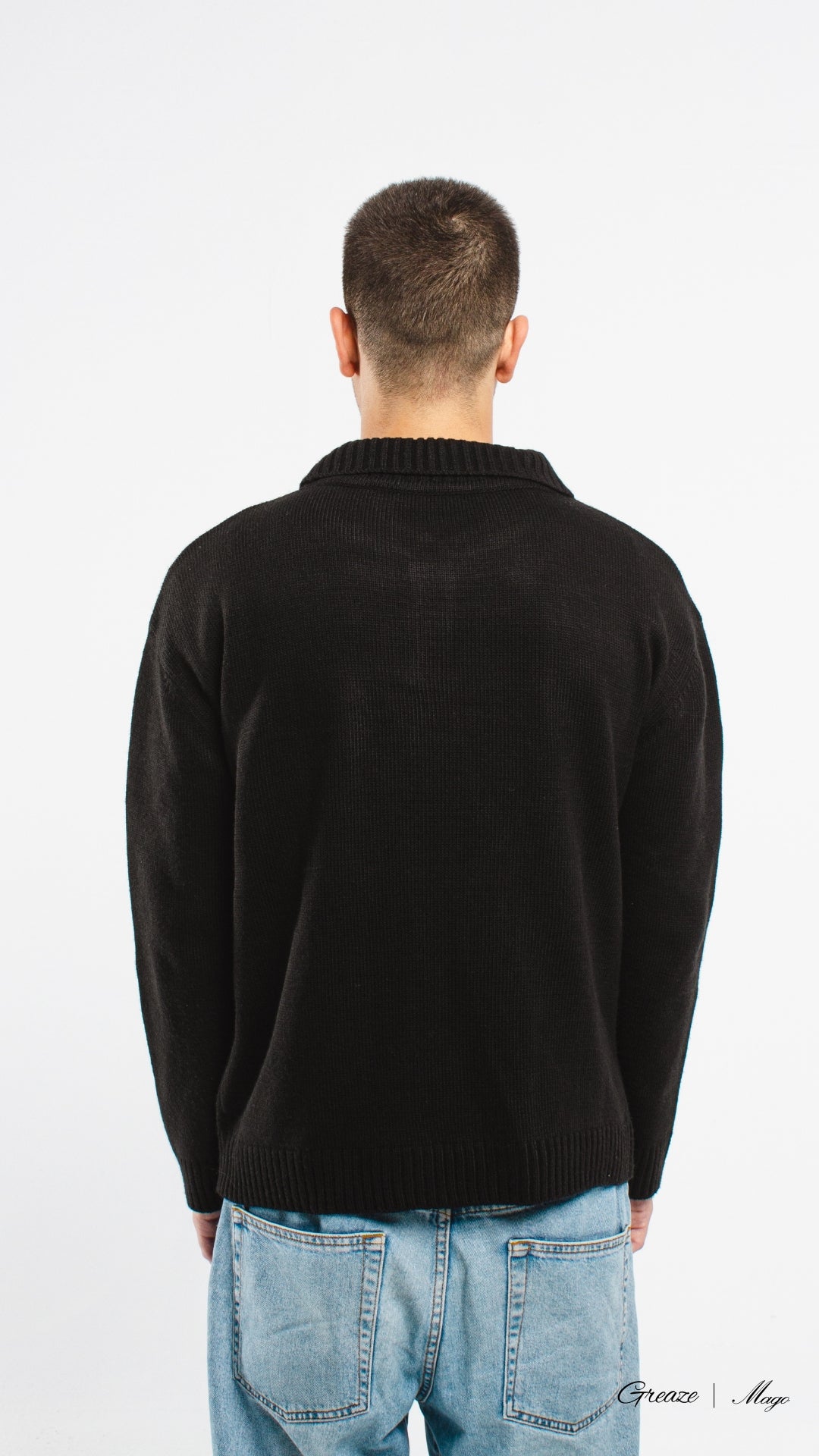 Black Knitted Polo