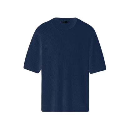 Crochet Knit Navy Blue T-shirt