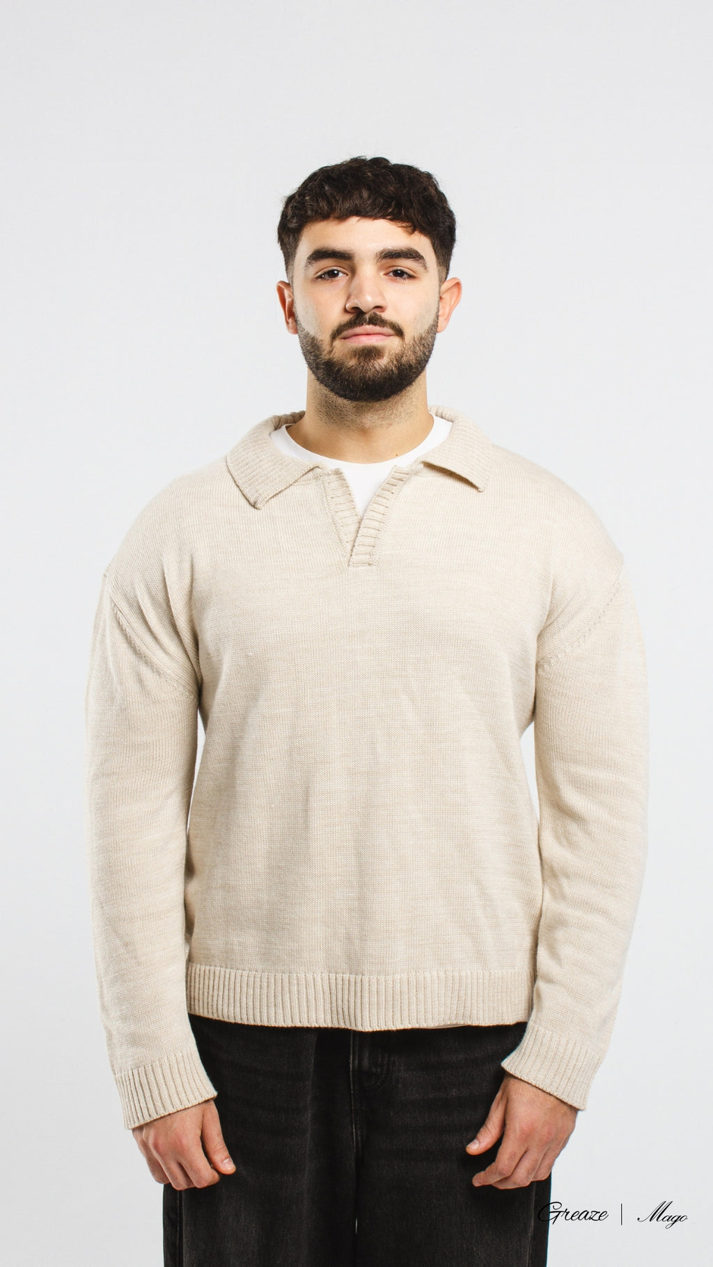 Beige Knitted Polo