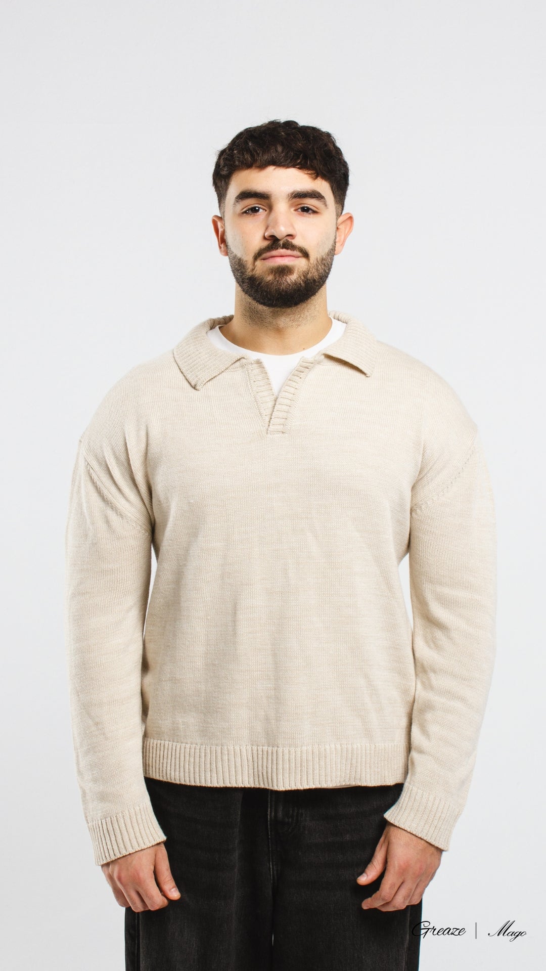 Beige Knitted Polo