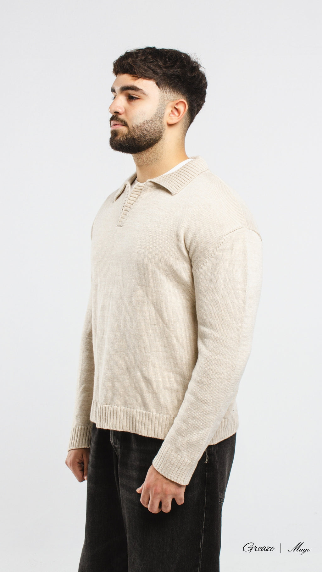 Beige Knitted Polo