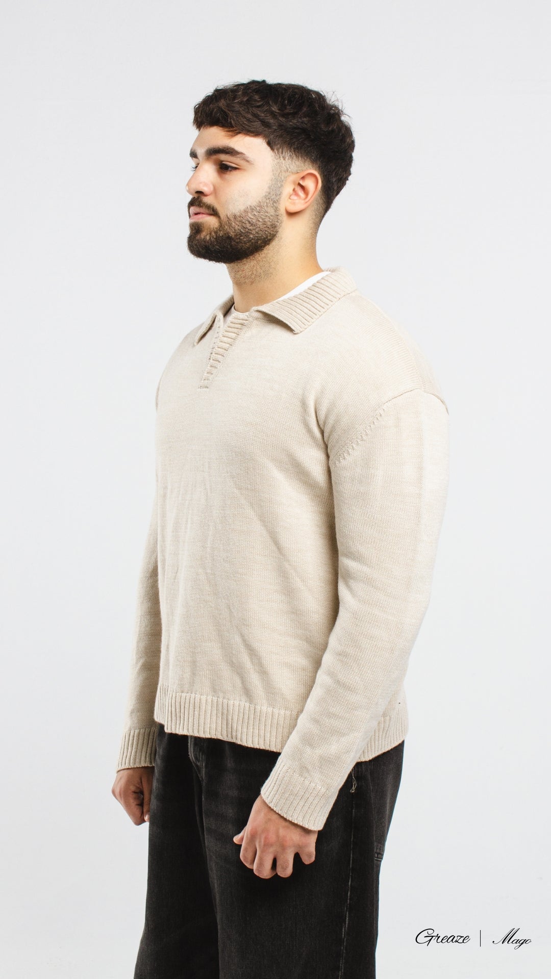 Beige Knitted Polo