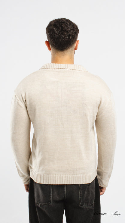Beige Knitted Polo