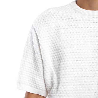Crochet Knit White T-shirt