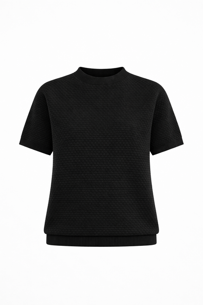 Crochet Knit Black T-shirt