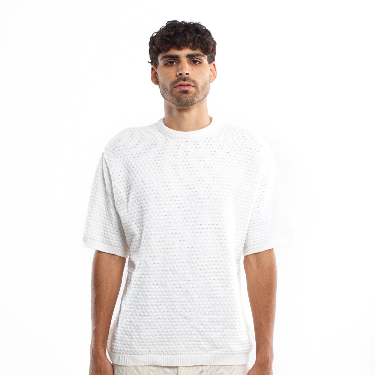 Crochet Knit White T-shirt