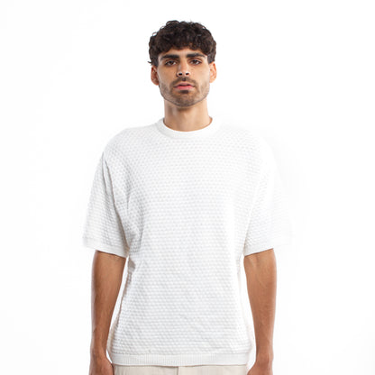Crochet Knit White T-shirt