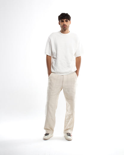 Crochet Knit White T-shirt
