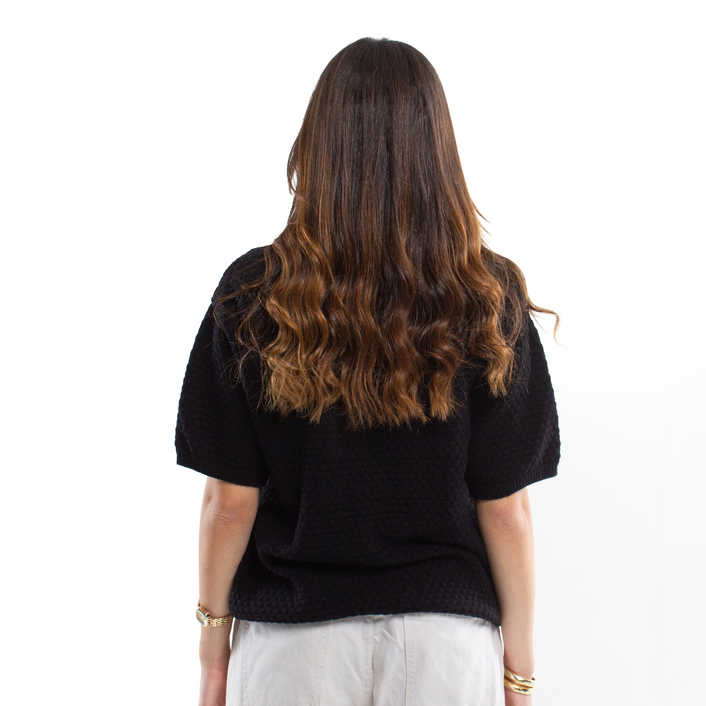 Crochet Knit Black T-shirt