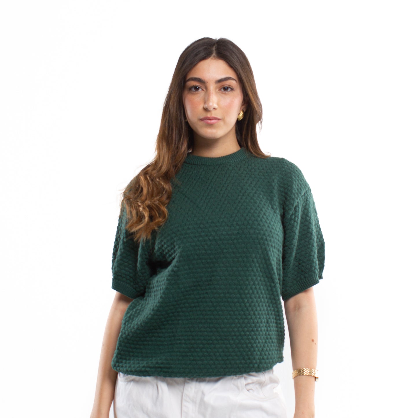 Crochet Knit Olive T-shirt