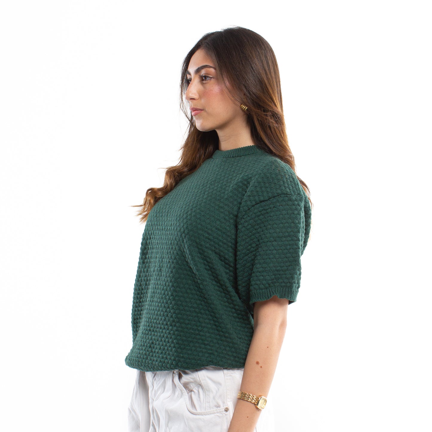 Crochet Knit Olive T-shirt