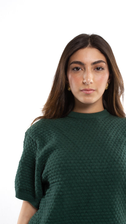 Crochet Knit Olive T-shirt