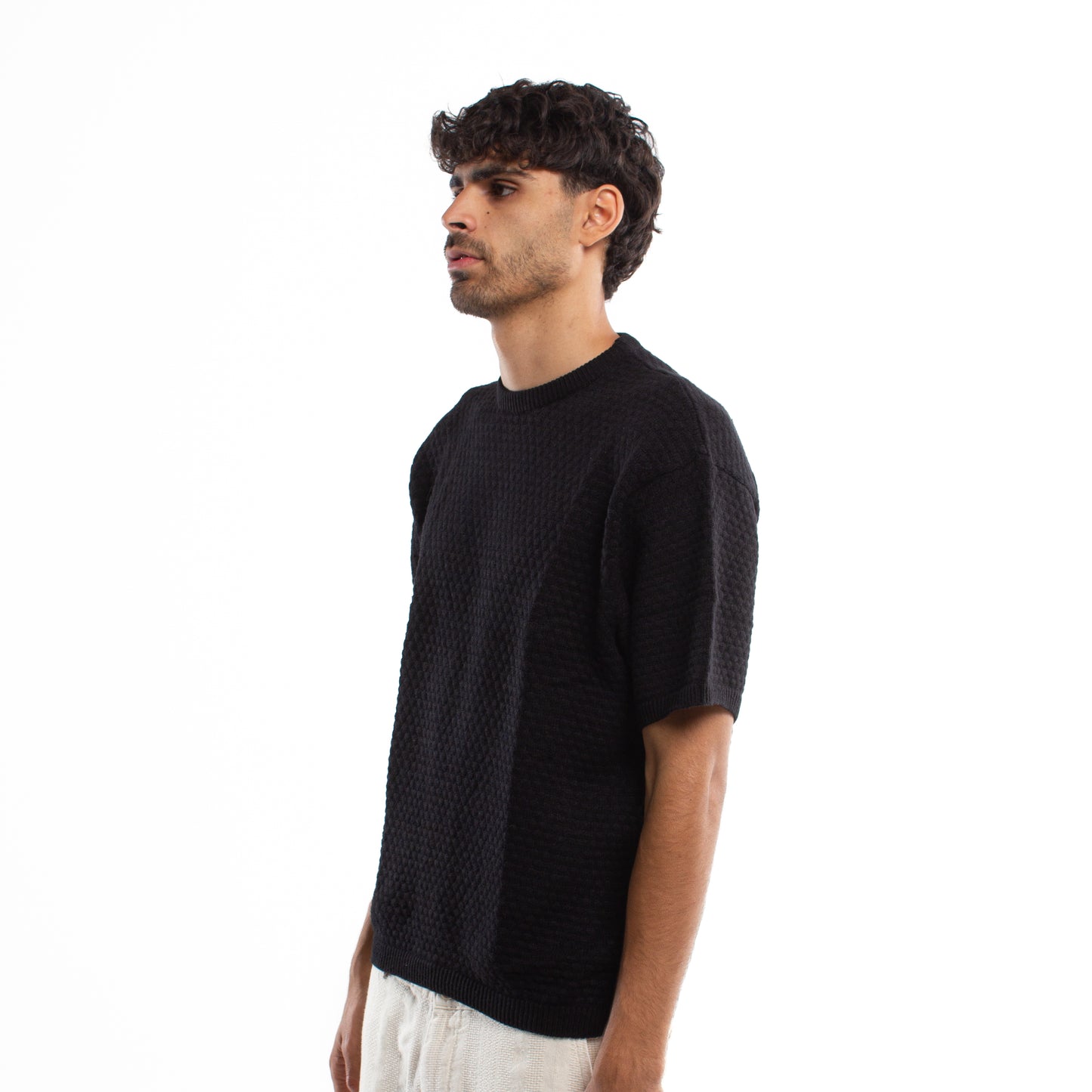 Crochet Knit Black T-shirt