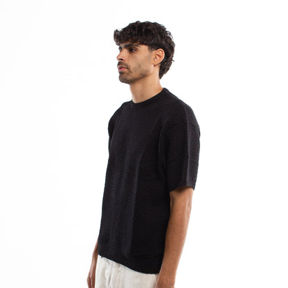 Crochet Knit Black T-shirt