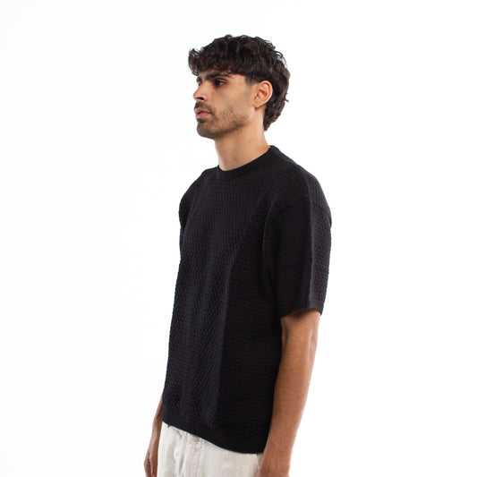 Crochet Knit Black T-shirt