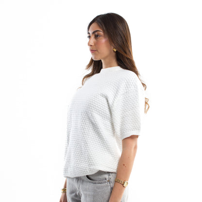 Crochet Knit White T-shirt
