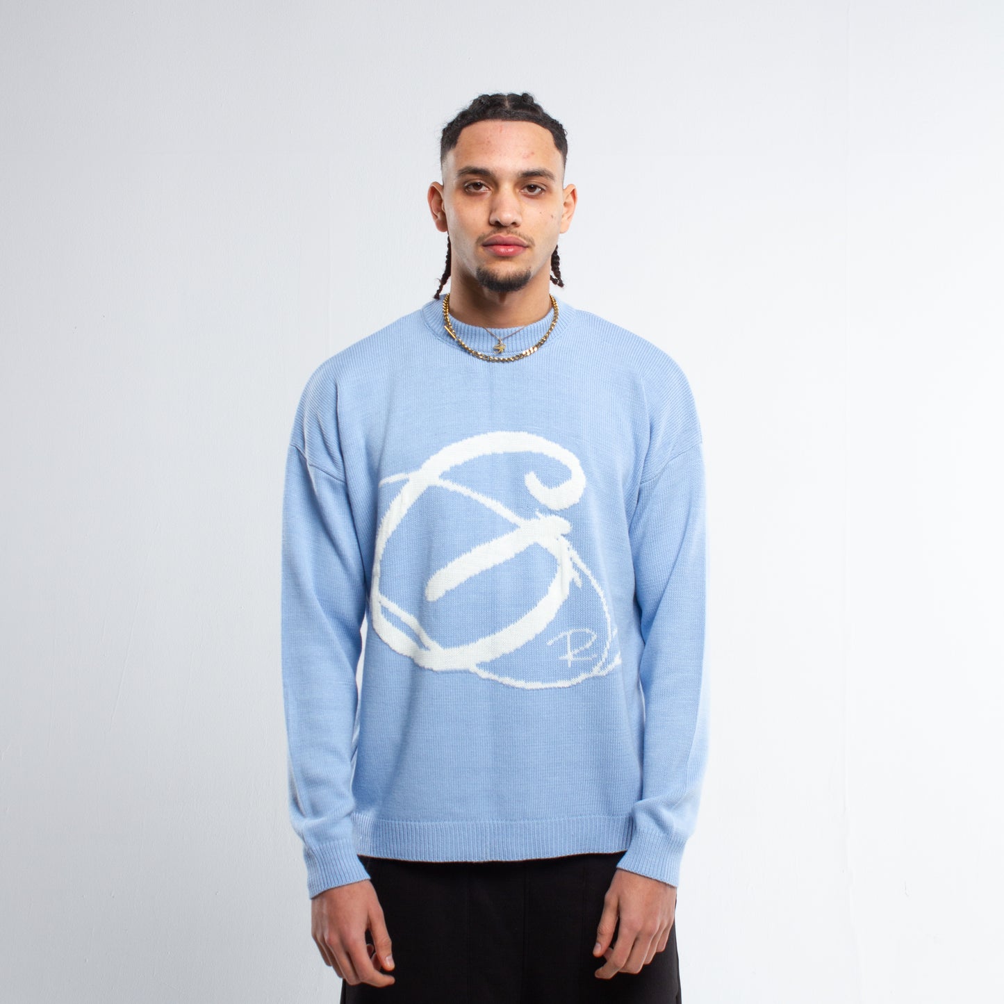 GREAZE BLUE KNIT SWEATER