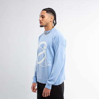 GREAZE BLUE KNIT SWEATER