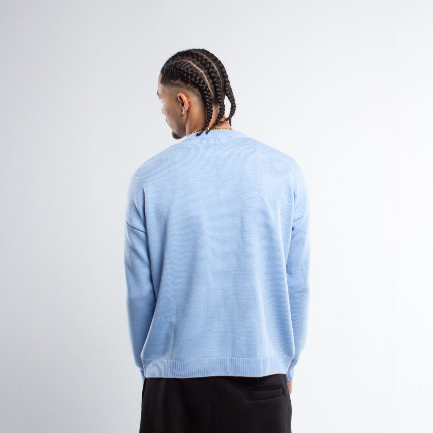 GREAZE BLUE KNIT SWEATER