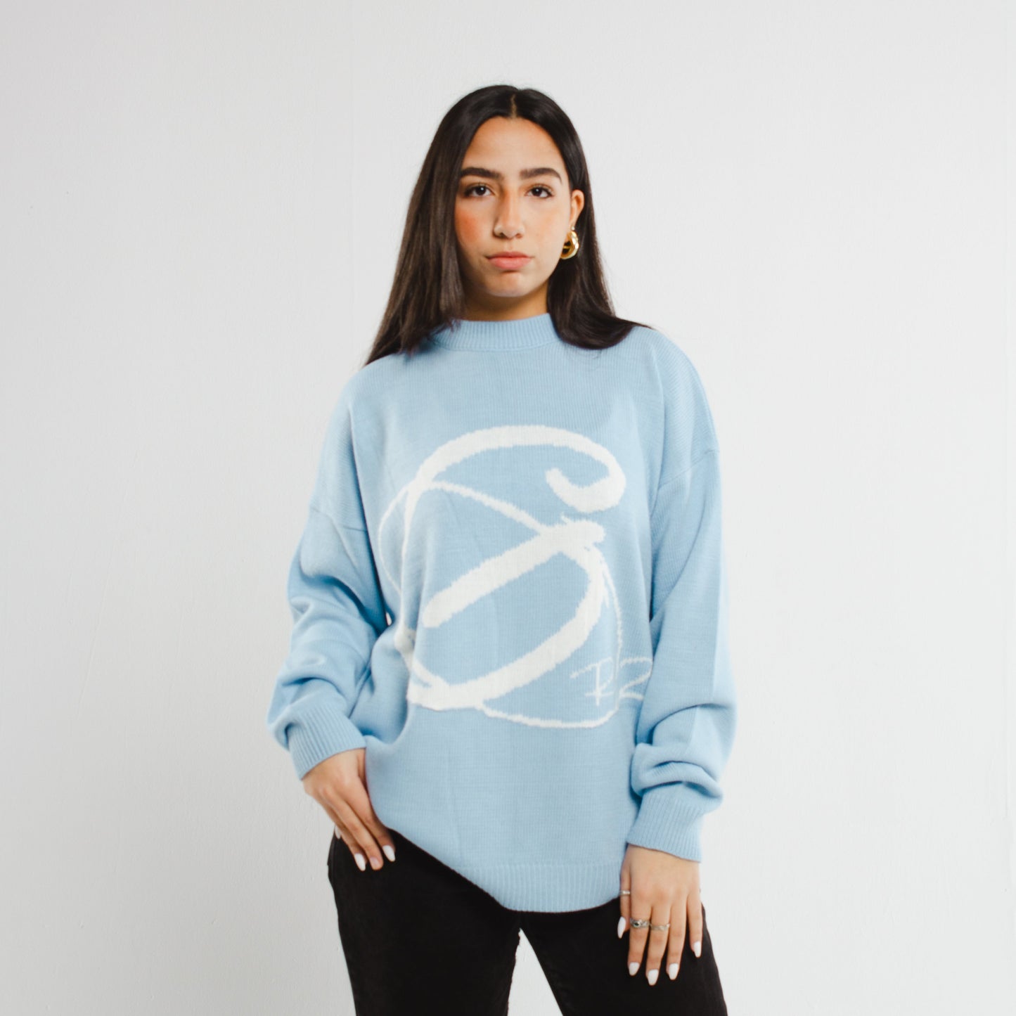 GREAZE BLUE KNIT SWEATER