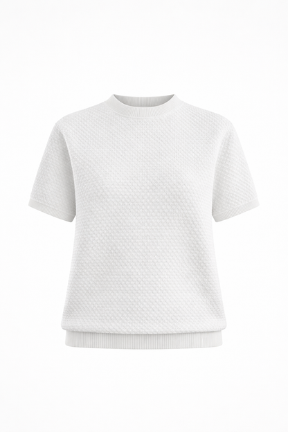 Crochet Knit White T-shirt